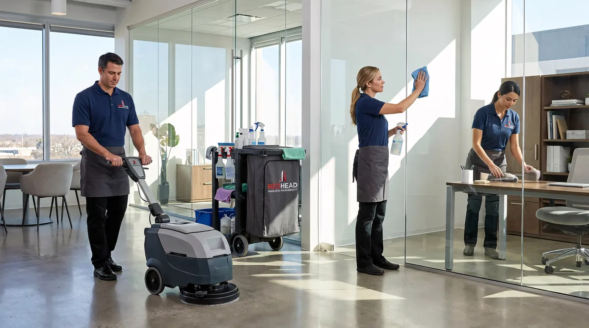 REDHEAD crew maintaining office building interiors